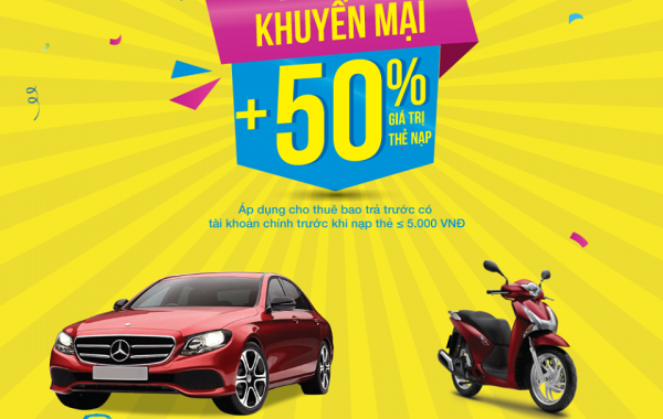 VinaPhone khuyến mại 50% giá trị thẻ nạp ngày 17/01/2018